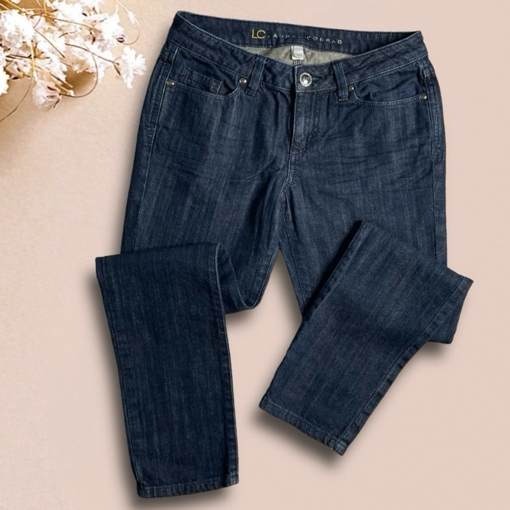 LC Lauren Conrad Size 2 Dark Wash Jeans Straight Leg 5-Pocket Button Zip Closure